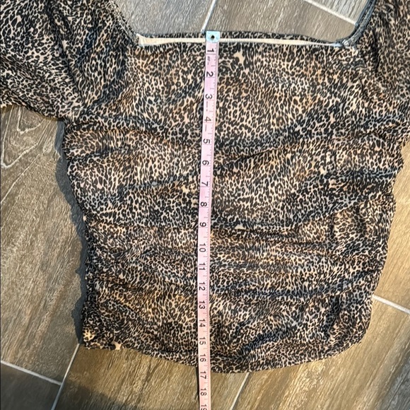 Anthropologie Leopard Print Shirred Mesh Top Size L - Picture 9 of 10